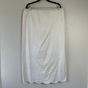 Vtg 60s Komar Long White Half Slip Skirt L Antron III Nylon Ankle-Length Maxi